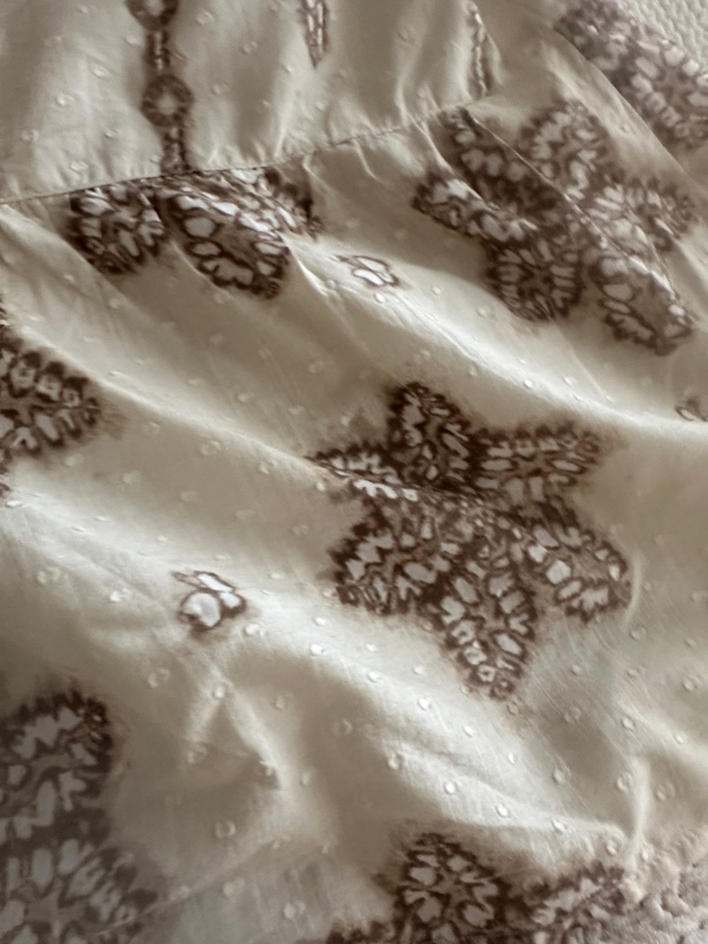 100% Cotton - White/Cream Embroidered Summer Dress - Neutral Floral + Pockets - Picture 5 of 12